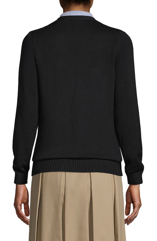 Lands' End School Uniform  Cotton Modal Button Front Cardigan Sweater In Black