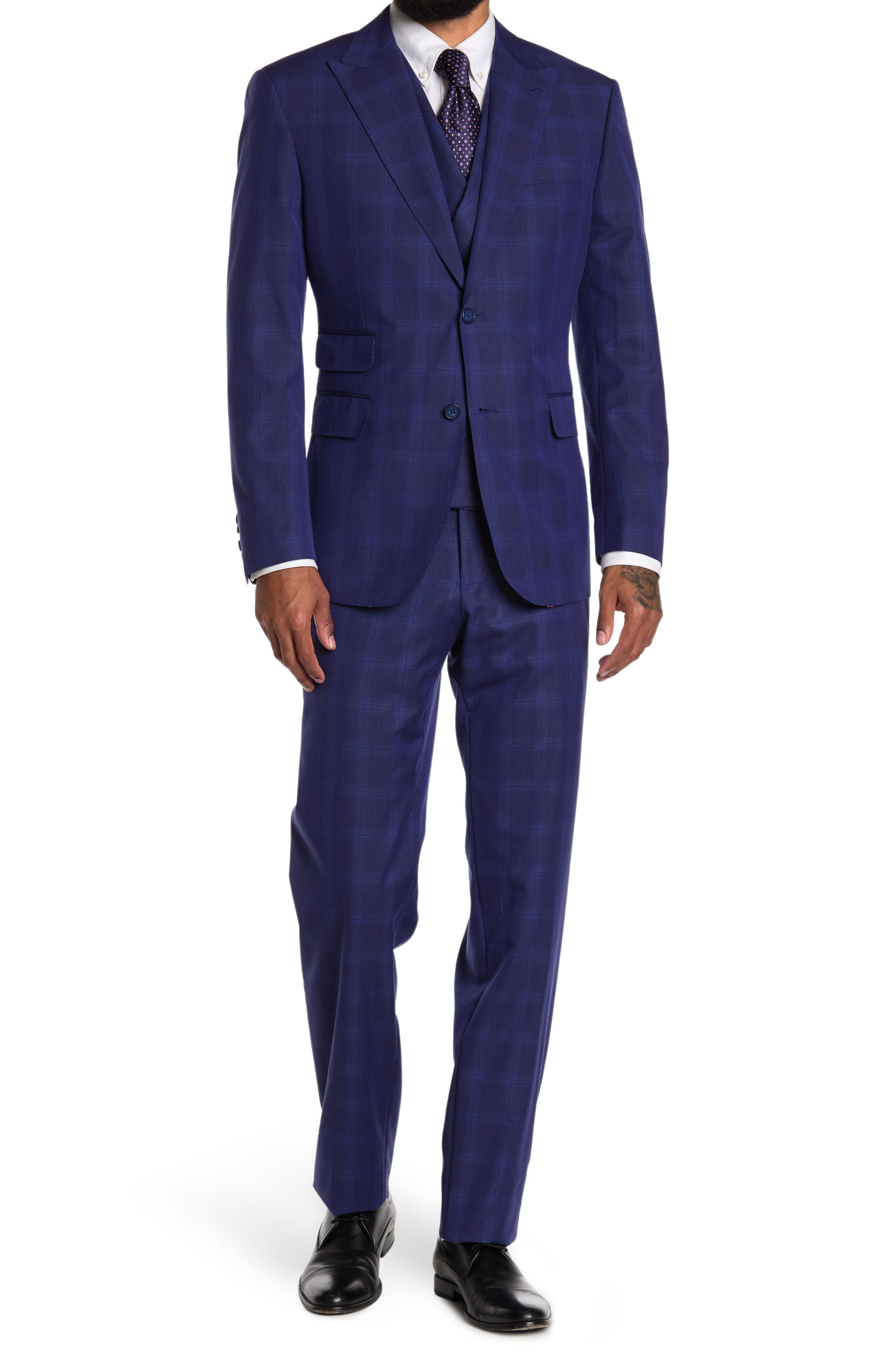 english laundry blue plaid suit