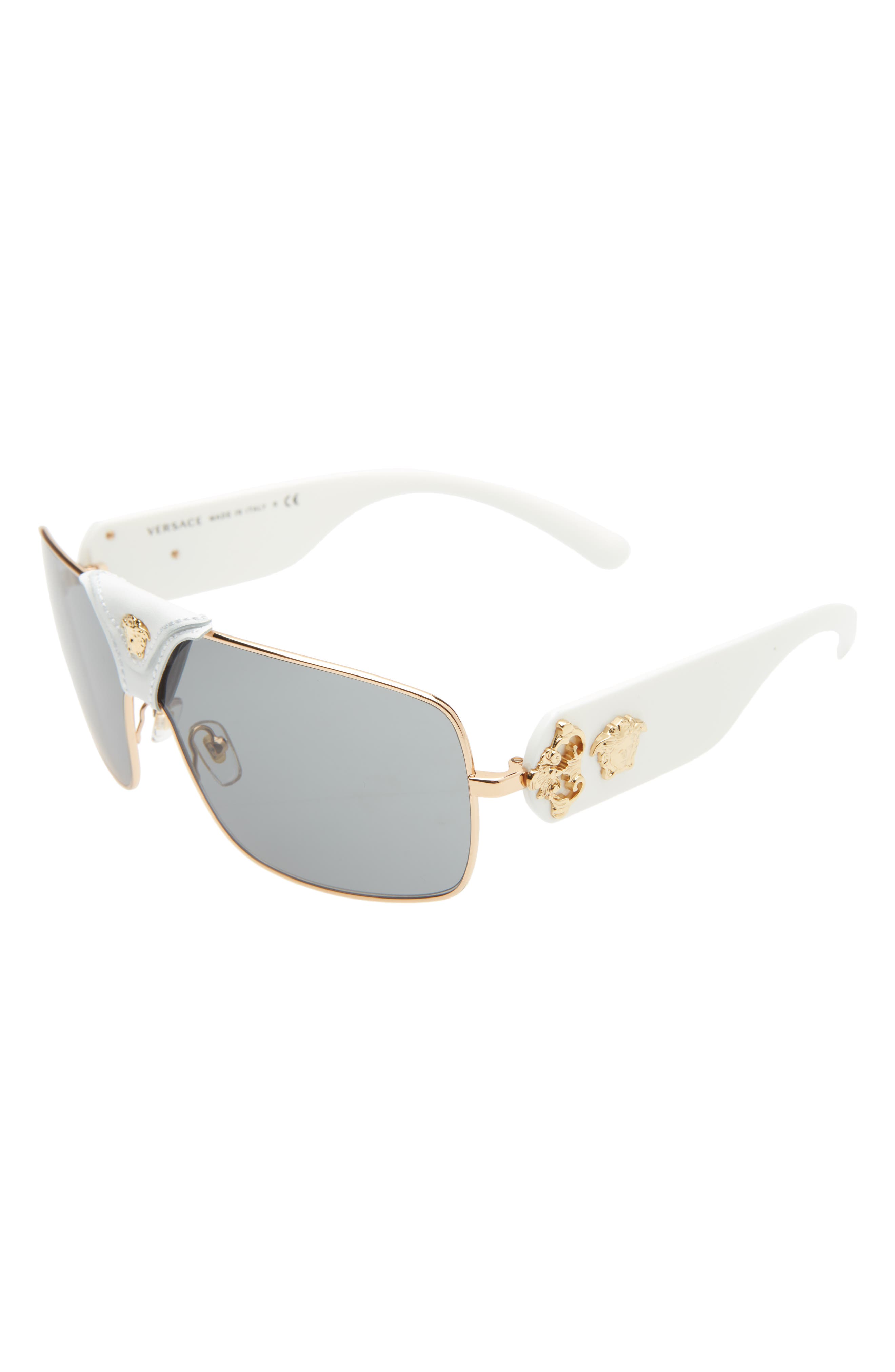 Versace 145mm Mirrored Shield Sunglasses in Gold/Grey at Nordstrom