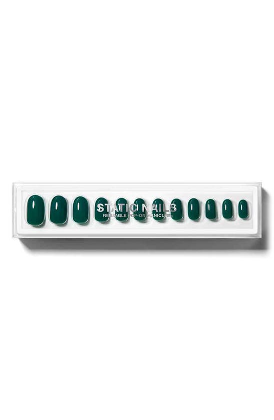 Static Nails Round Pop-on Reusable Manicure Set In Emerald