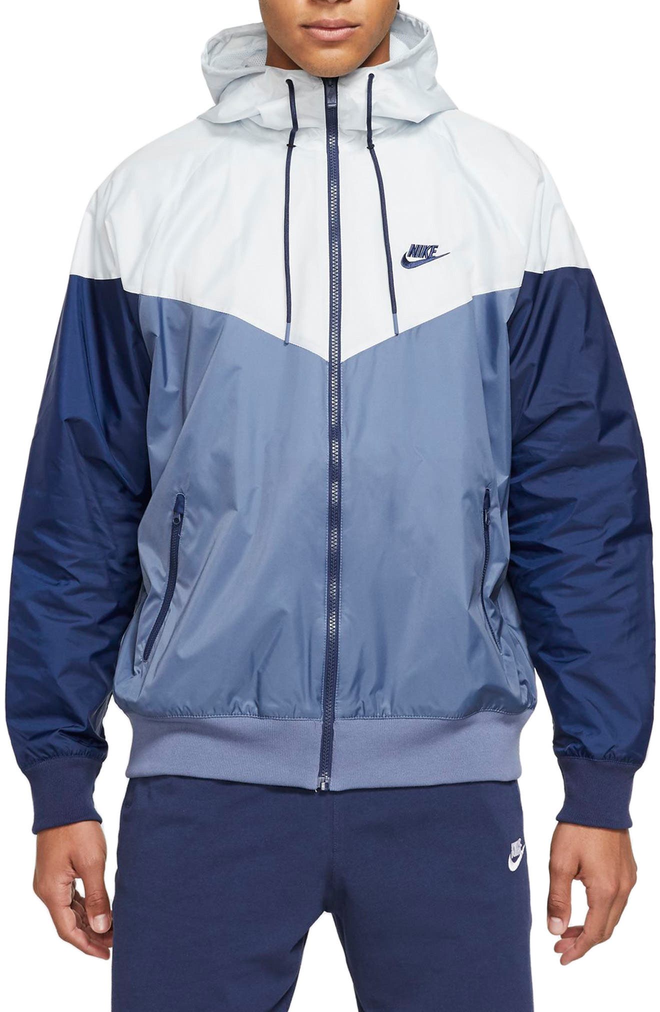 blue and grey nike windbreaker