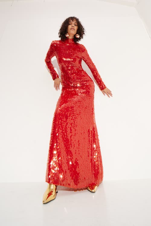 Shop Simonmiller Sculpty Sequin Dress In Chili