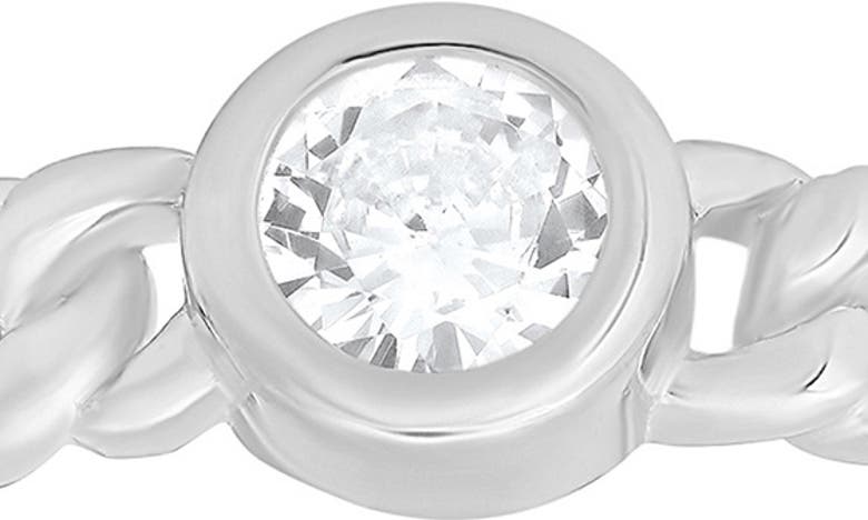 Queen Jewels Bezel Set Curb Chain Ring In Silver