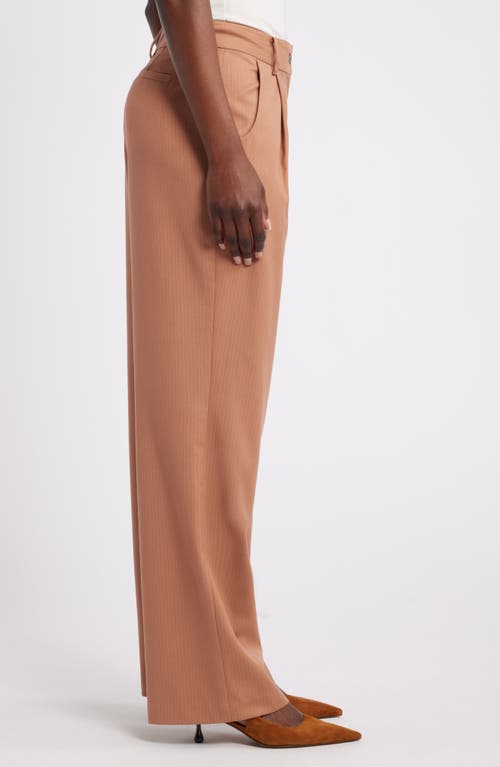 Shop Nordstrom X Harlem's Fashion Row House Of Aama Muted Stripe Pleated Pants In Tan- Ivory Ticking Pinstripe