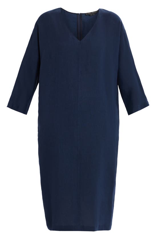 Shop Marina Rinaldi Edolo Linen Shift Dress In Ultramarine