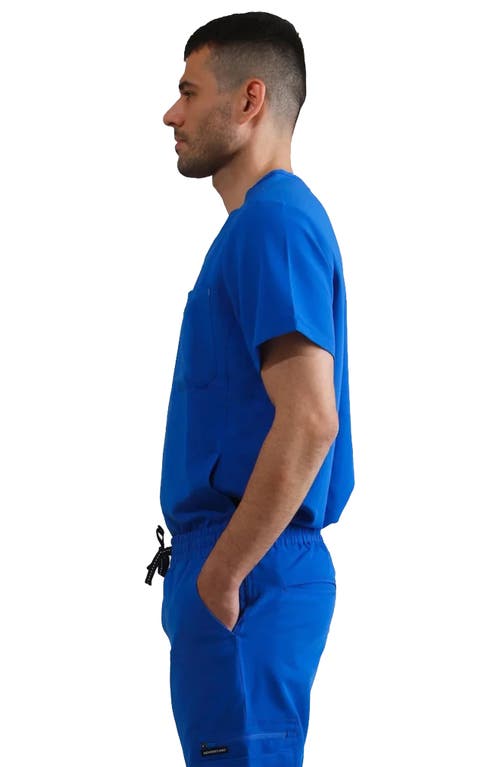 Shop Members Only Manchester 3-pocket Scrub Top In Ceil Blue