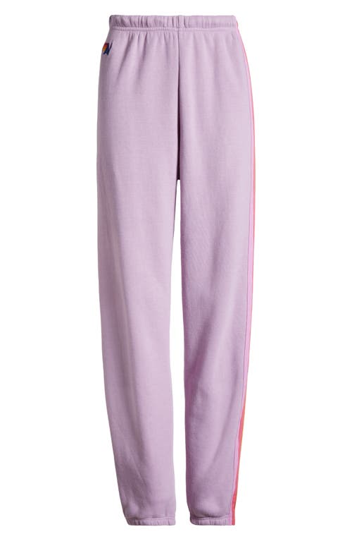 Aviator Nation Stripe Sweatpants In Mauve/pink Green