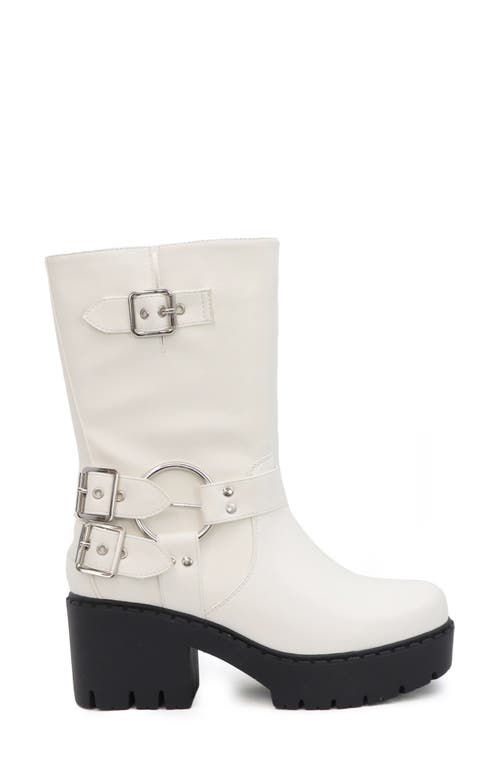 Yoki Blakely Buckle Boot In White