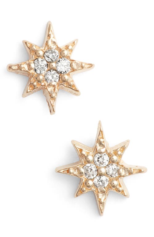 Mini Starburst Diamond Earrings in Gold