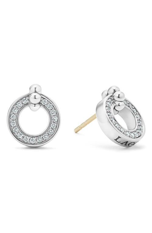 LAGOS Caviar Spark Diamond Open Circle Stud Earrings in Diamond/Silver at Nordstrom