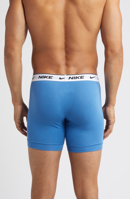 Shop Nike Dri-fit Essential Assorted 3-pack Stretch Cotton Boxer Briefs In Star Blue/ Wolf Grey/ Black