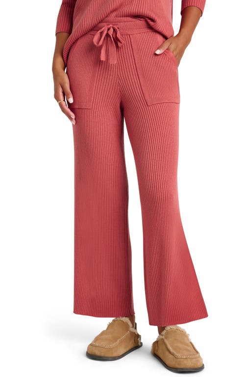 Shop Splendid Georgie Rib Wide Leg Crop Pants In Poppy