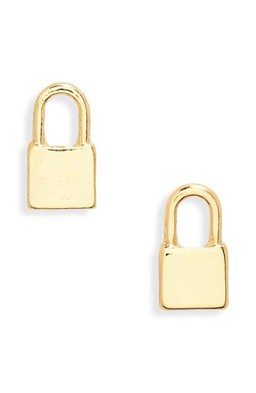 Shop Bp. 14k Gold Dipped Lock Stud Earrings