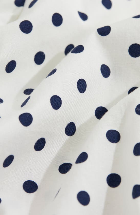 Shop Vineyard Vines Resort Puff Sleeve Stretch Cotton Crop Top In Polka Dot-white/ Navy