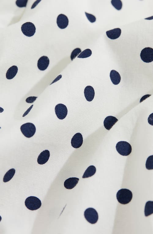 Shop Vineyard Vines Resort Puff Sleeve Stretch Cotton Crop Top In Polka Dot-white/navy