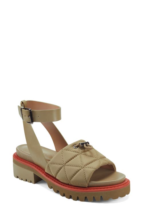Aerosoles Luca Quilted Ankle Strap Sandal in Army Green Nylon