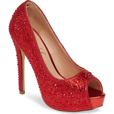 Lauren Lorraine Candy 6 Open Toe Pump- Red