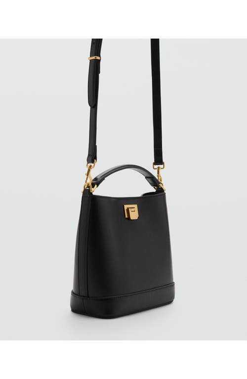 Shop Mango Mini Faux Leather Shopper Bag In Black