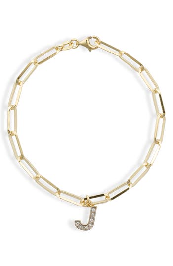 Meshmerise Diamond Initial Charm Bracelet In Yellow-j