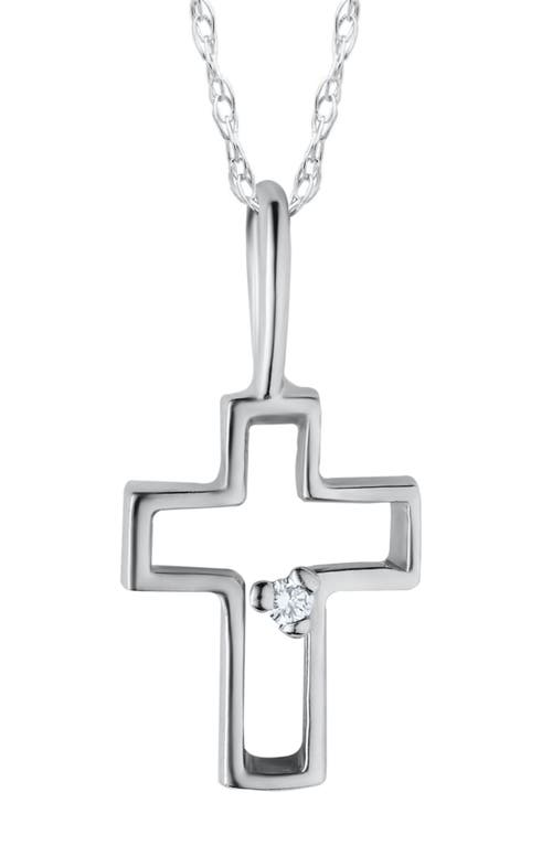 Mignonette Diamond & 14K Gold Cross Pendant Necklace in White Gold at Nordstrom