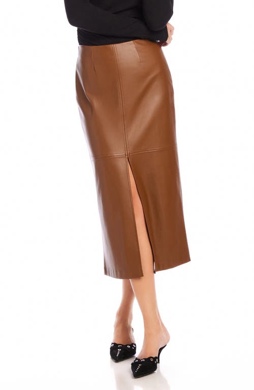 Shop Fifteen Twenty Kaia Faux Leather Midi Skirt In Caramel