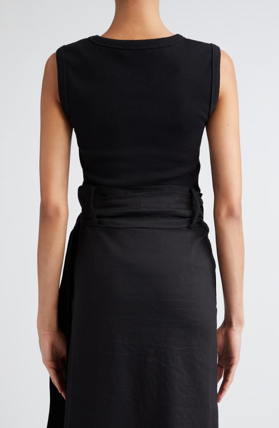 Shop Rohe Róhe Stretch Organic Cotton Rib Top In Noir