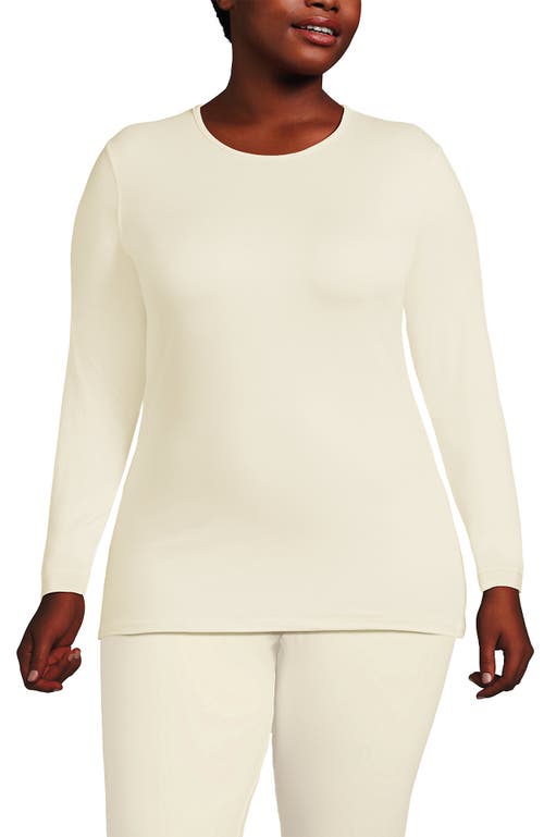 Lands' End Plus Size Baselayer Cozy Thermaskin Crewneck Top In Fresh Ivory