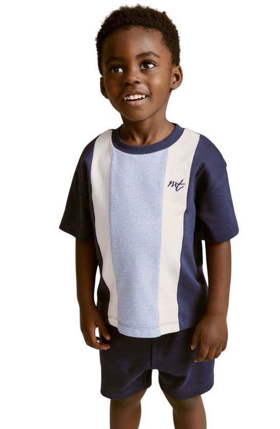 Shop Next Kids' Stripe Cotton T-shirt & Shorts Set In Blue