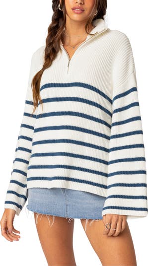 Striped discount quarter zip