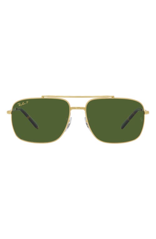 Ray Ban Ray-ban 59mm Polarized Pillow Sunglasses In Gold/green