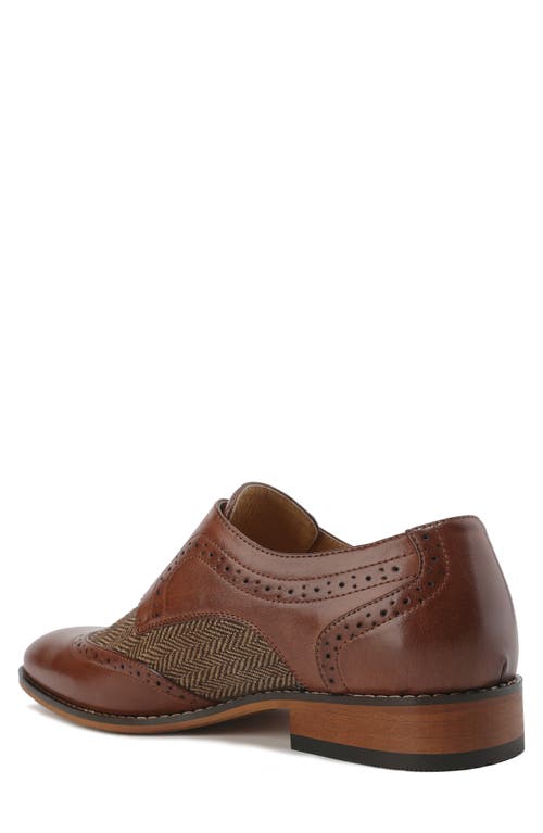 Gino Vitale Monk Strap Herringbone Dress Shoe In Brown