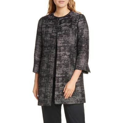 Eileen Fisher Collarless Open Front Coat, Black