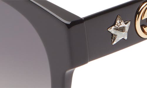 Gucci 51mm Round Polarized Sunglasses In Black Black Grey