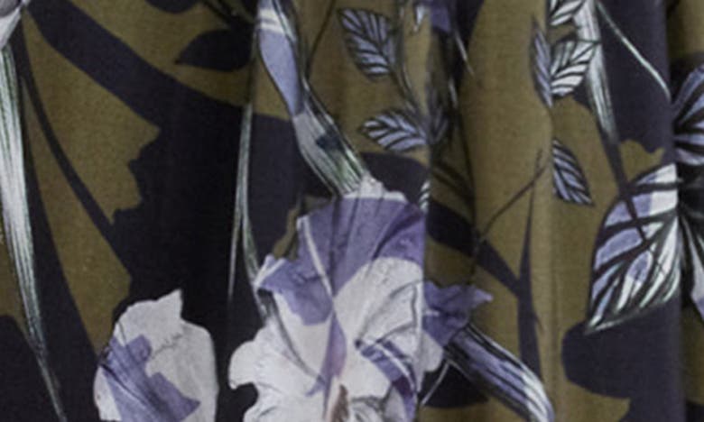 Allsaints Kaya Batu Floral Print Sleeveless Dress In Deep Khaki Green