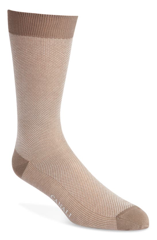 Canali Micropattern Dress Socks In Brown