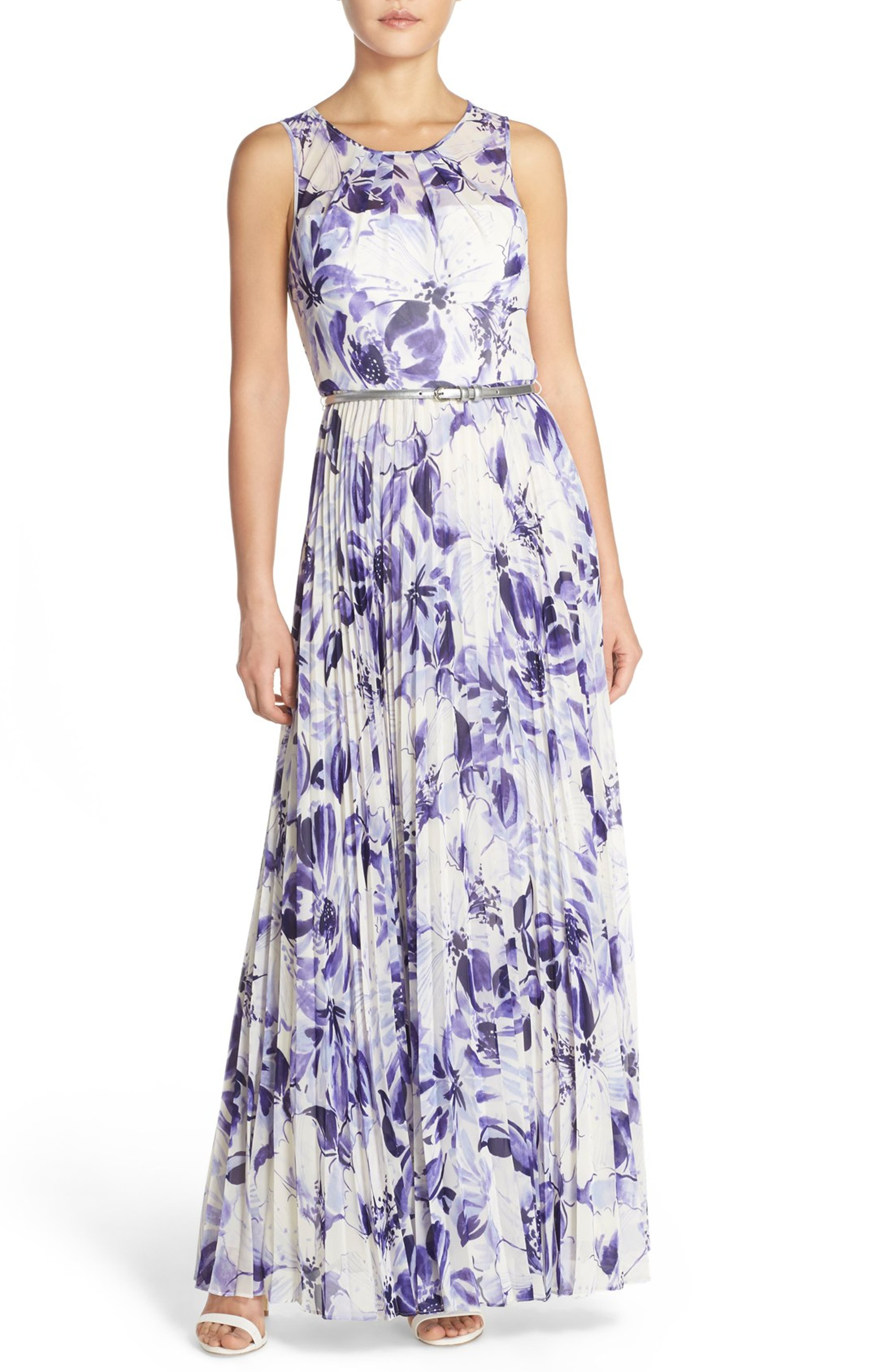 Eliza J Belted Print Chiffon Maxi Dress (Regular & Petite) | Nordstrom