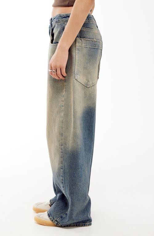 Shop Bdg Urban Outfitters Jaya Tinted Baggy Low Rise Wide Leg Jeans In Mid Vintage