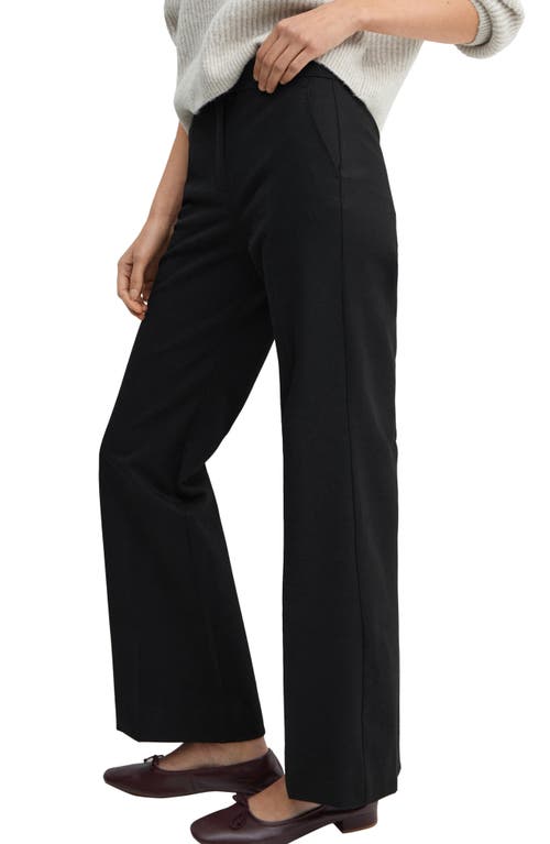 Shop Mango Stretch Wide Leg Pants In Black