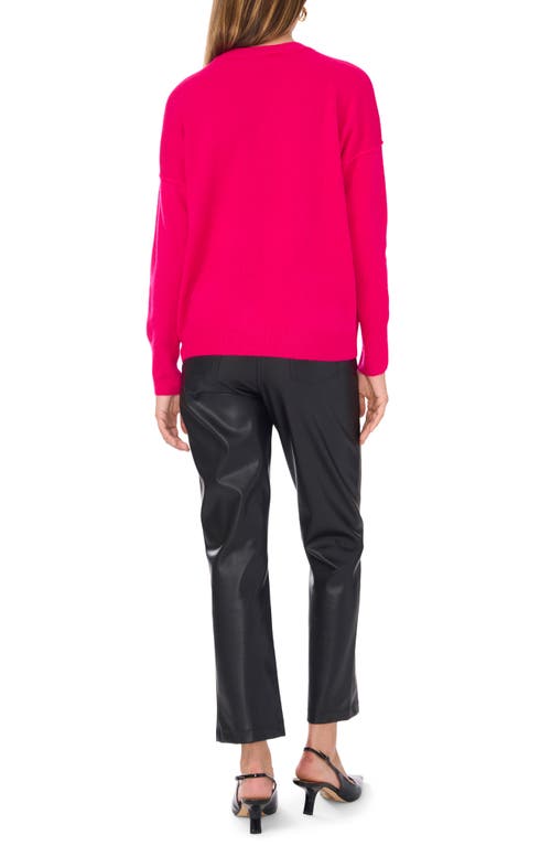 Vince Camuto Exposed Seam Crewneck Sweater In Electric Pink