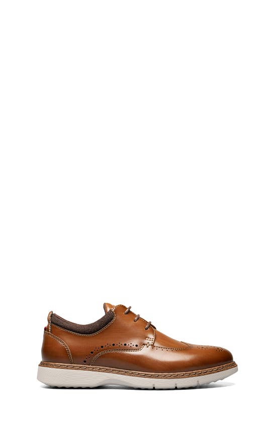 Stacy Adams Kids' Synergy Wingtip Faux Leather Shoe In Cognac
