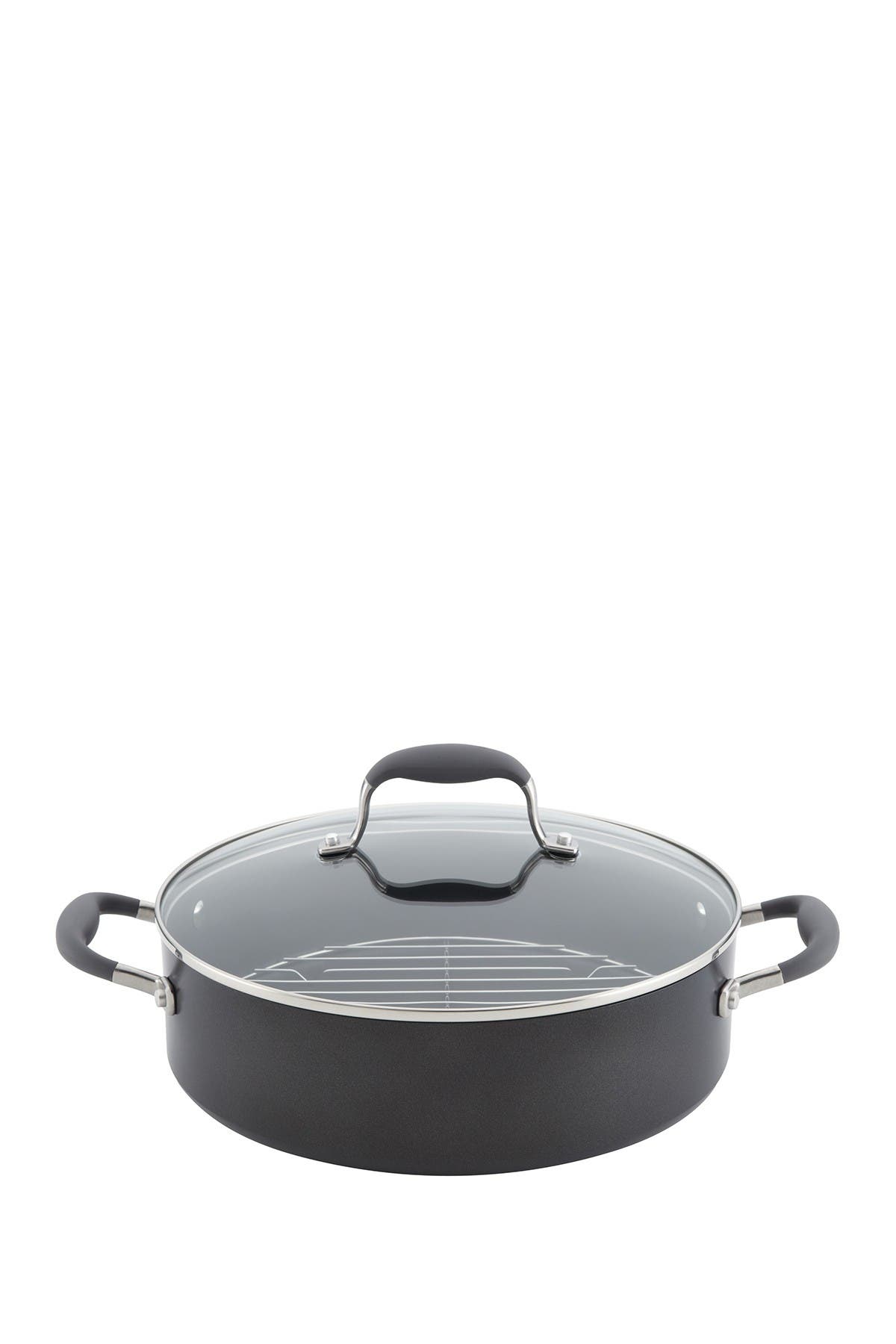 Anolon Advanced Bronze Hard-Anodized Nonstick 5.5-Quart Covered Braiser with Rack