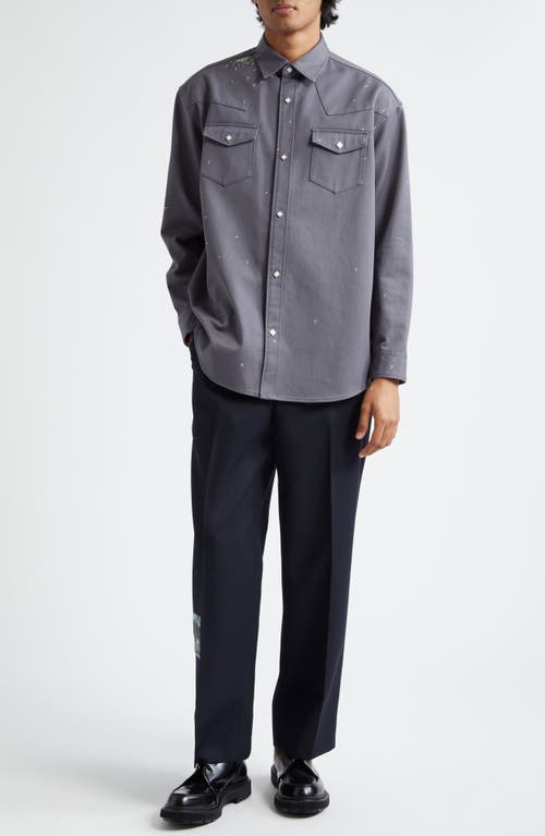 Undercover Cross Embroidered Western Twill Snap-up Shirt In Gray