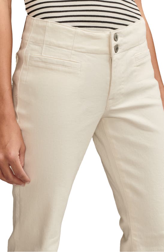 Lucky Brand Womens Pockets Buttons Flared Jeans In Bright White