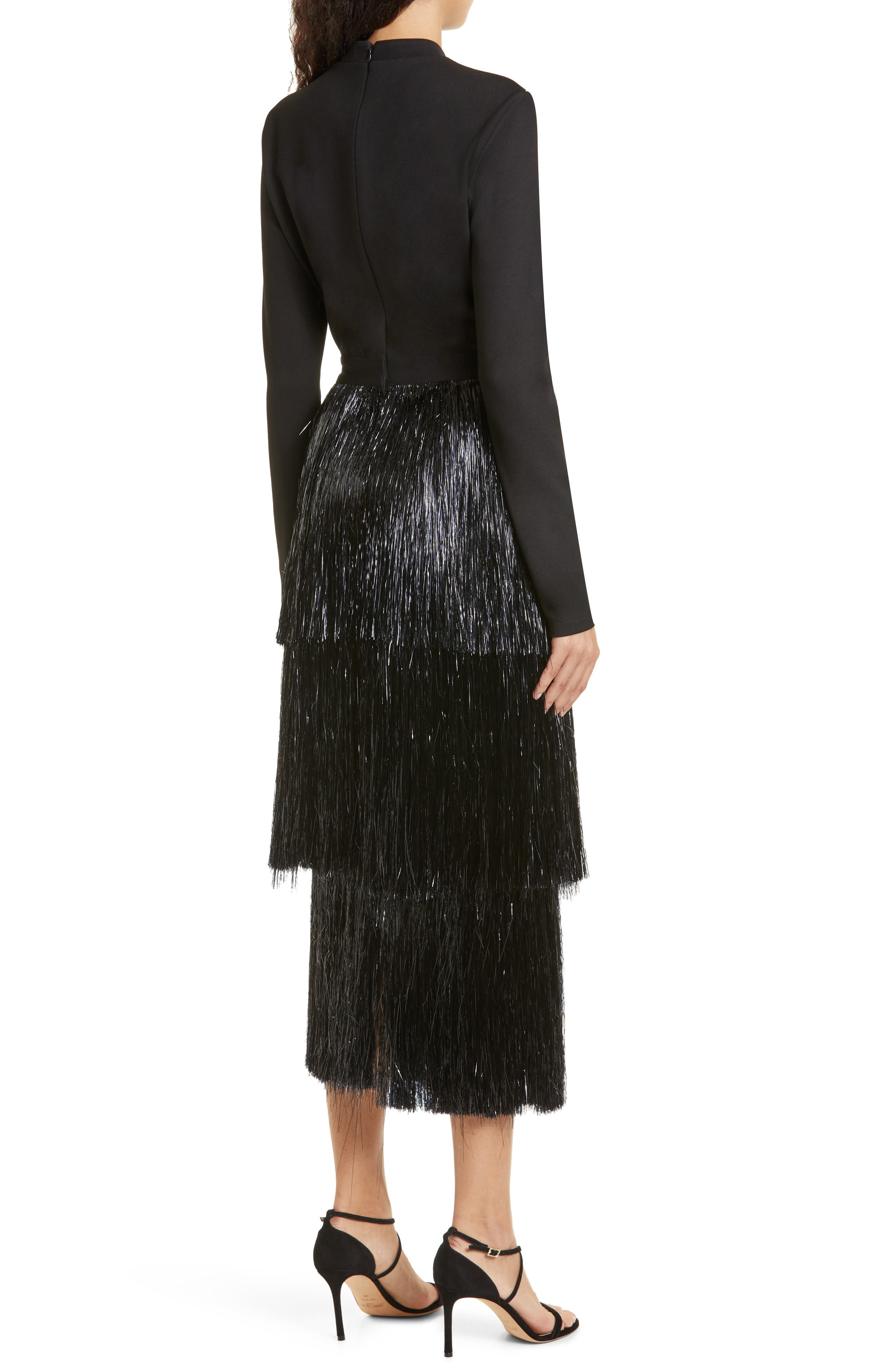 Jonathan Simkhai Barrett Tinsel Fringe Dress - Black