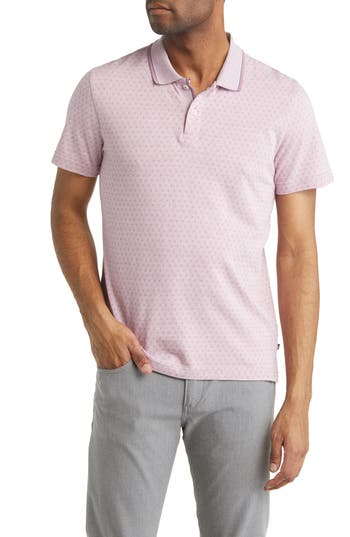 Shop Ted Baker London Mathias Jacquard Cotton Polo Shirt In Pale Pink
