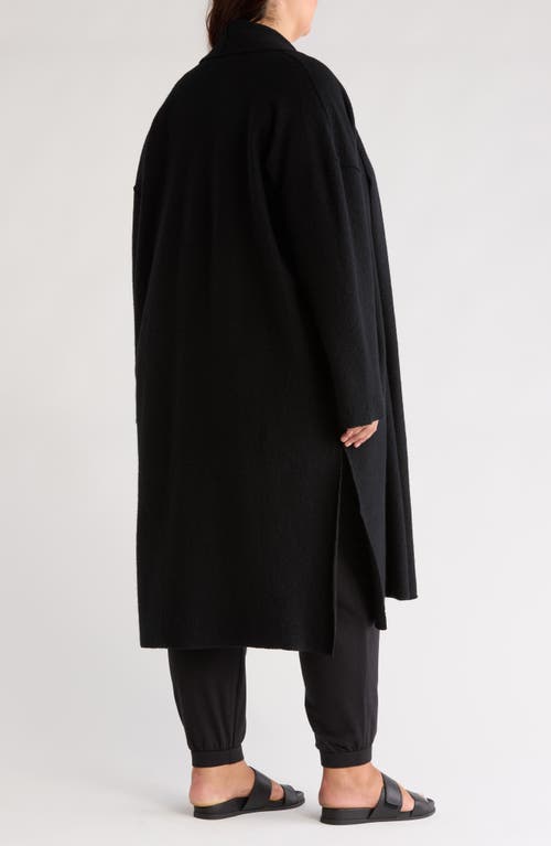 Shop Eileen Fisher High Collar Felted Wool Coat In Black