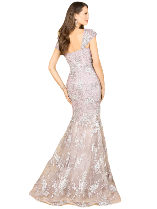 Lara New York Cap Sleeve Mermaid Gown In Dustypurple