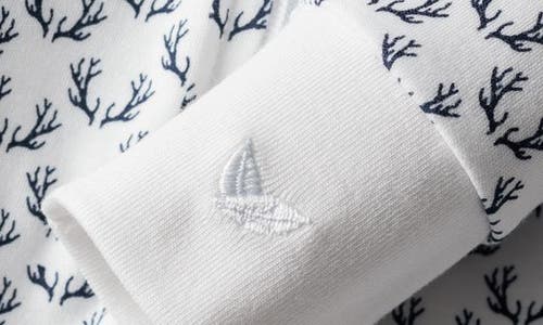 Petite Plume Antler Print Cotton Fitted Footie In White