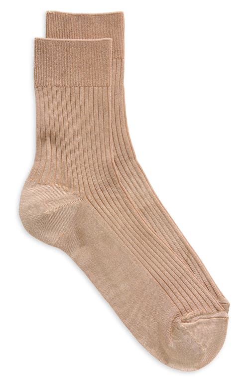 Nordstrom Shine Rib Crew Socks In Neutral