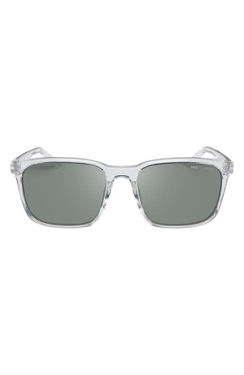 Nike Rave 57mm Polarized Square Sunglasses In Clear/polar Green